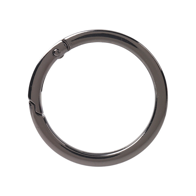 Schwarze offene Ringbuckle mit Federhaken, 16–38 mm