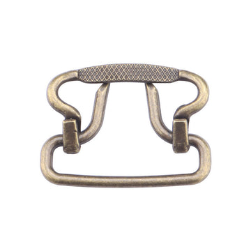 28mm plated buckle, antique gold tone, textured bar with two adjustment clips