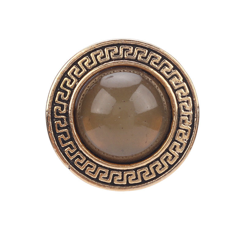 Round geometric lace resin metal shank button, gold, 22mm