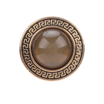 Round geometric lace resin metal shank button, gold, 22mm
