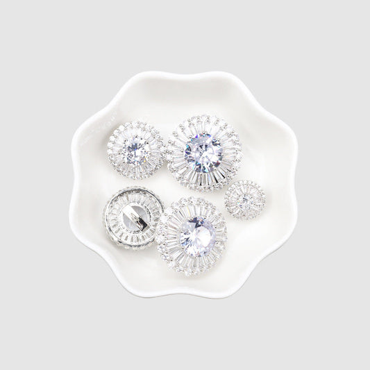 12.5-24mm Premium Zircon Decorative Buttons Metal Shank 4pcs