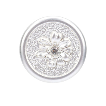 23mm silver chrysanthemum rhinestone metal button, shiny floral front detail
