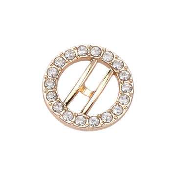 Rose gold round rhinestone button, hollow center with bar design, 10–12–15mm