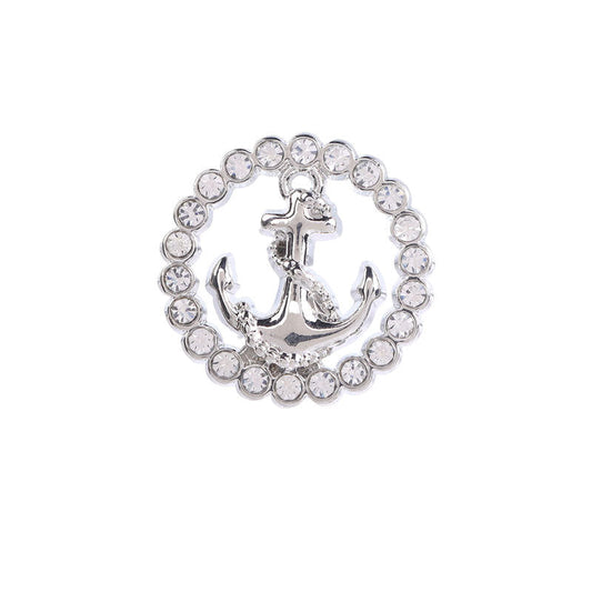 Women Fashion Round Hollow Anchor Rhinestone Metal Shank Buttons 12pcs