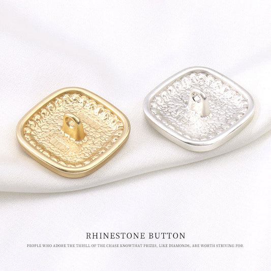 Golden Silver French Style Diamond Square Metal Shank Buttons for Coats 12pcs
