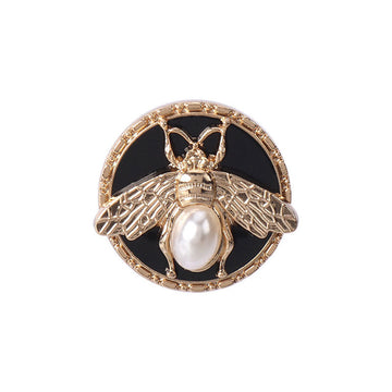 22.5mm gold round bee metal pearl shank button with black center and faux pearl