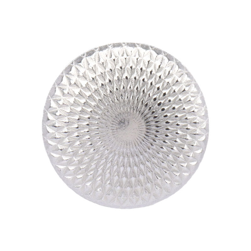 Geometric vintage metal button, silver-white, raised dotted sunburst front
