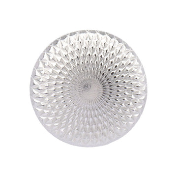 Geometric vintage metal button, silver-white, raised dotted sunburst front