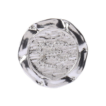 Dark silver metal button, decorative front engraving, shank-style back