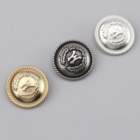 17.5/22.5mm Korean Eco-friendly Vintage Metal Silver Buttons with Shanks 3pcs