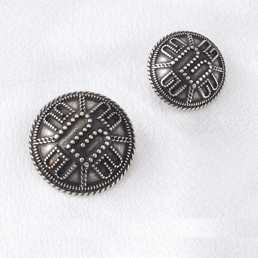 18/23mm Geometric Pattern Vintage Gold & Silver Alloy Buttons with Shanks 3pcs