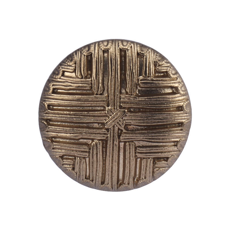 Silberfarbener Metallknopf mit vintage Streifen-Design, rund, Nähknopf