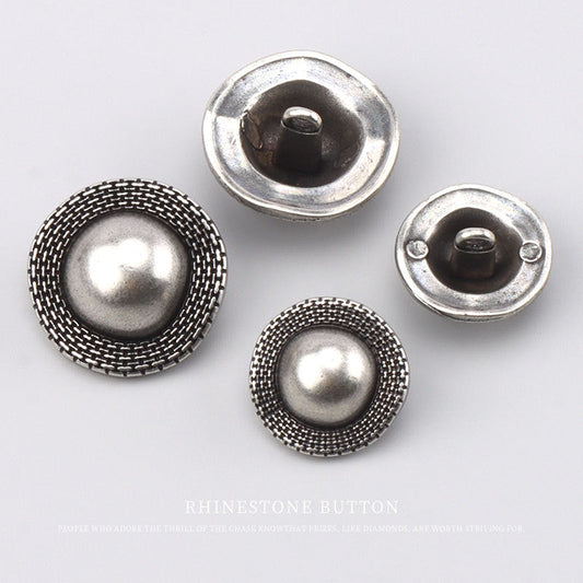 17.5/22.5mm Korean Style Metal Round Antique Silver Buttons with Shanks for Coats 3pcs