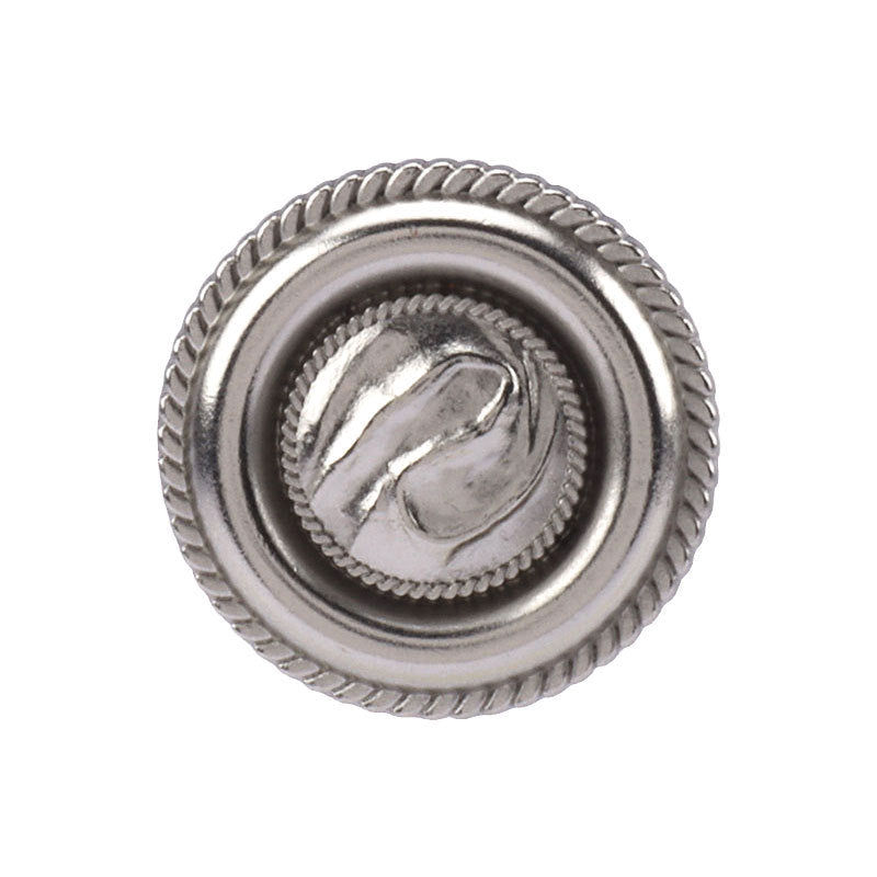 Antique silver round metal button with shank, piped border detail