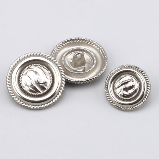 17.5/22.5mm Antique Silver Round Piped Metal Buttons with Shanks 3pcs
