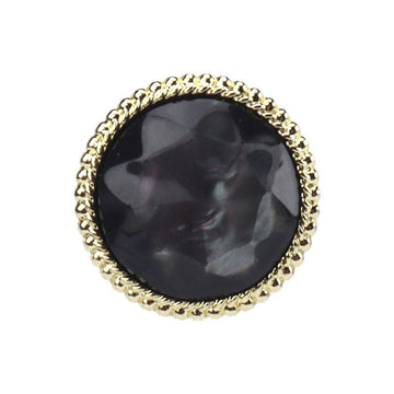 Black round resin buttons with gold diamond-cut border and shank detail