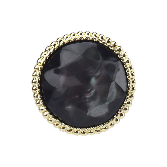 Black Beige Brown Round Diamond Cut Resin Alloy Shank Buttons 15 Pack