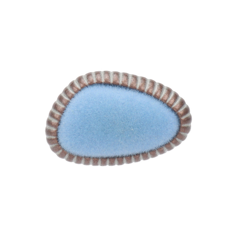 21mm Schaftknopf mit blauem Flock, ovale Metallkante
