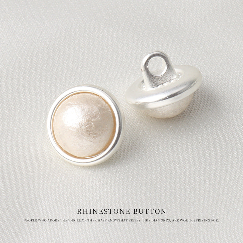 11mm metal pearl mushroom shank button, champagne-gold pearl front with silver shank backing