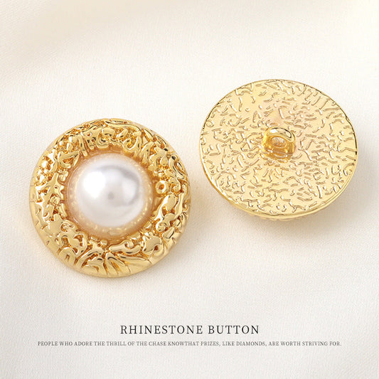 Retro Palace Golden Metal Pearl Button for Coats Sweaters 6pcs