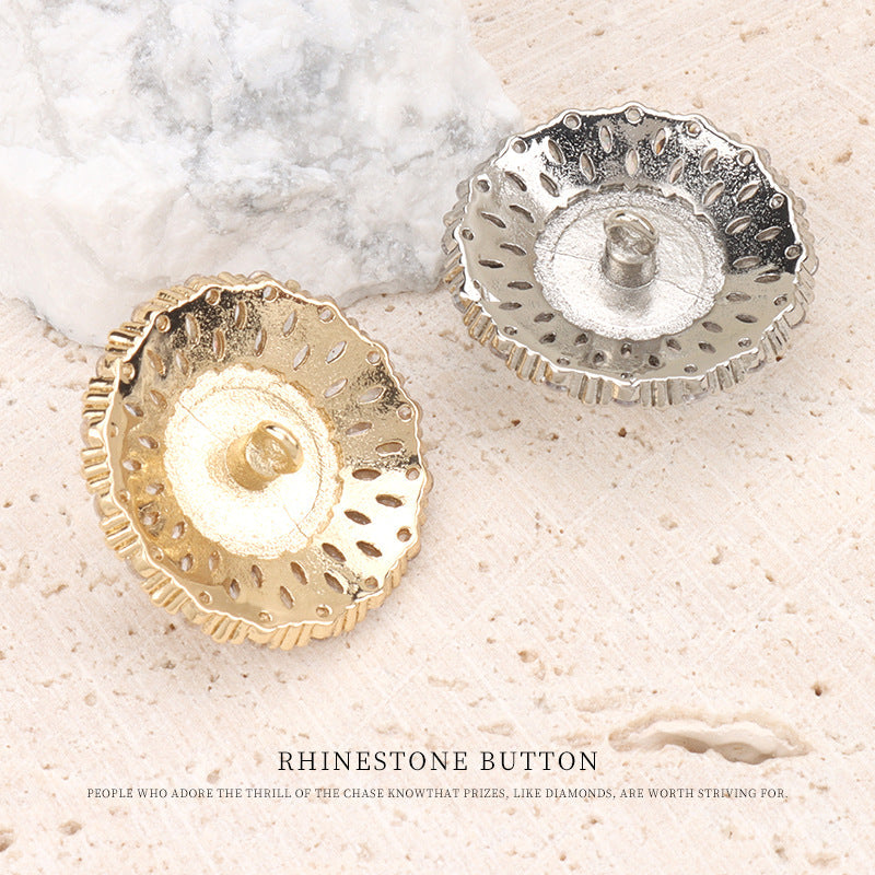 Sunflower rhinestone button backs, gold and silver tone with shank