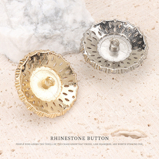 Sunflower Copper Zircon Pearl Button for Fur Coats Sweaters 2pcs