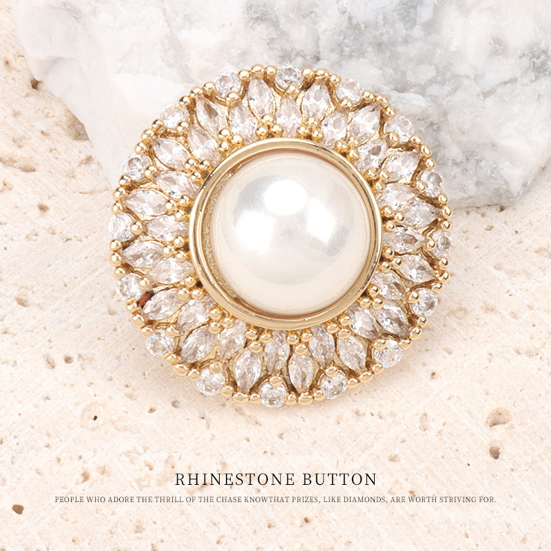 Sunflower rhinestone button, gold tone frame and clear crystal petals