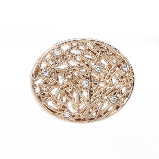 Rose Gold Oval Triangle Hollow Metal Rhinestone Buttons for Jackets Sweaters 20pcs