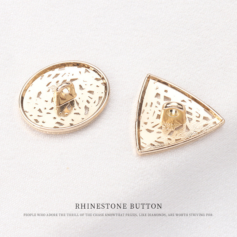 Rose-gold rhinestone buttons: oval and triangle hollow metal styles
