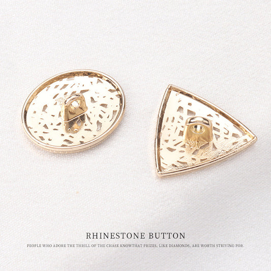 Rose Gold Oval Triangle Hollow Metal Rhinestone Buttons for Jackets Sweaters 20pcs