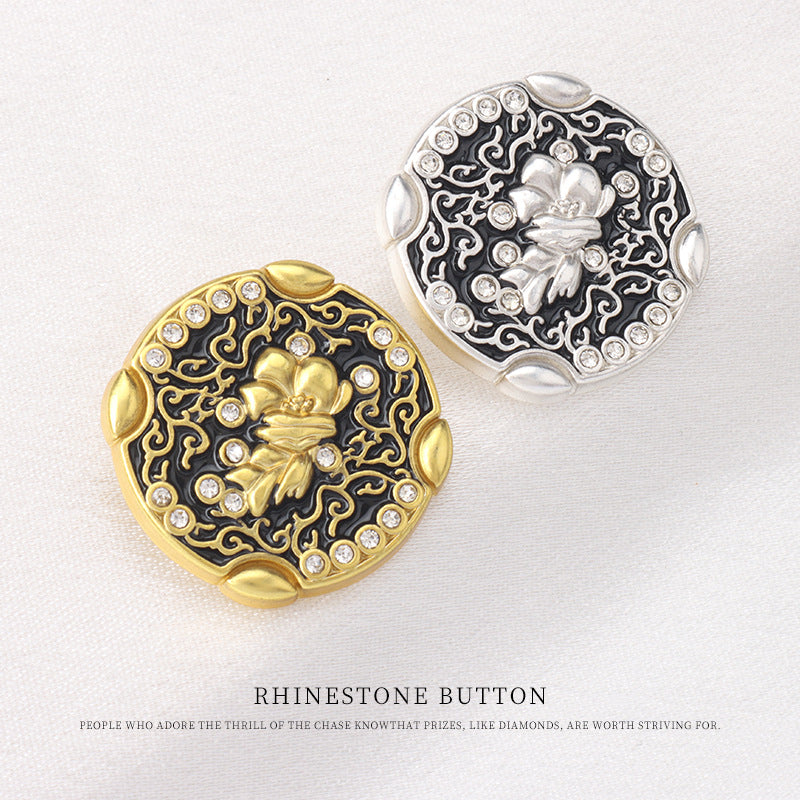 Strass-Schaftknöpfe mit chinesischem Muster, gold- und silberfarben