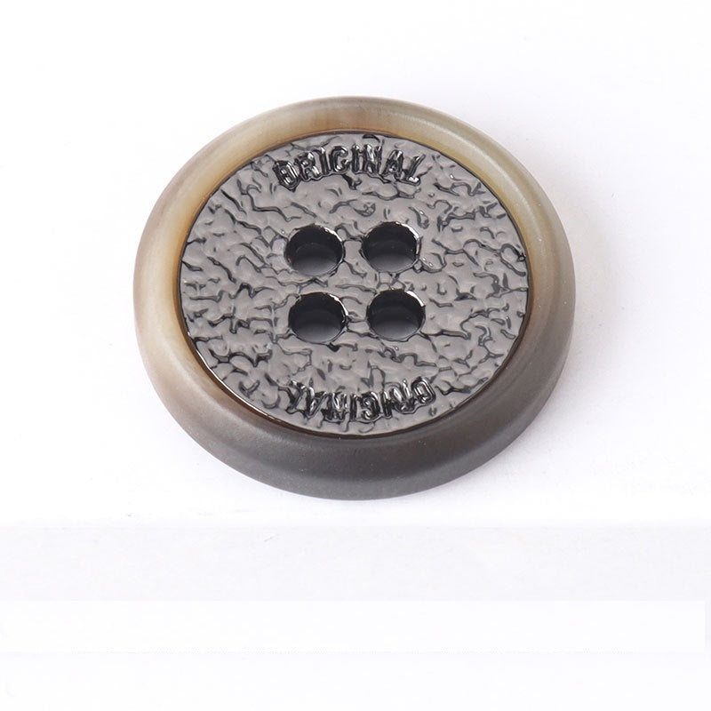 Resin metal four-hole button (Gunmetal), dark holes on gunmetal speckled face