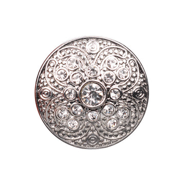 Runder Knopf mit Strasssteinen, silberfarben, Metall-Überzug, Schaftknopf für Blazer