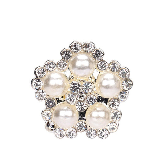 19mm Rhinestone and Pearl Shank Buttons for Women's Coats Dresses 3pcs