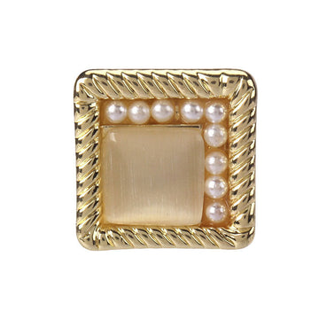 18mm Gold square metal button with white pearl edge, 4 pcs set