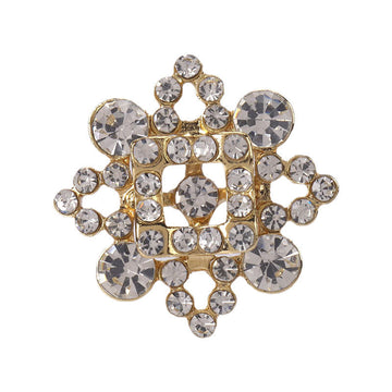 28mm quadratisches Metallknopf-Set mit goldfarbenem Rahmen und Strass-Steinen, 2 Stück