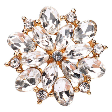 Golden floral rhinestone hollow metal button, round 20mm, 2pcs