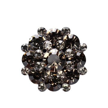 Diamond-look metal shank button, dark black gems with silver-tone setting (2 pcs)
