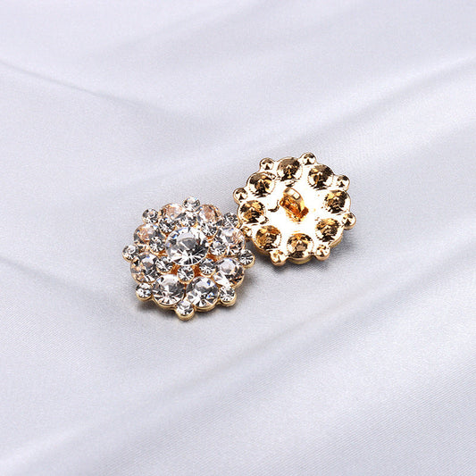 18/24mm Luxurious Diamond Metal Shank Buttons for Garment Decoration 2pcs