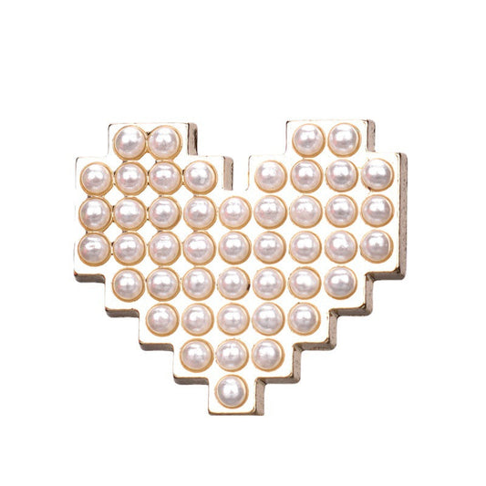 12.5/15/23mm Heart-Shaped Pearl Metal Rhinestone Button 15 Pack Pearl