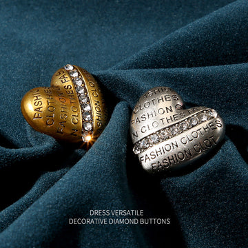 Herzförmige Strass-Knöpfe, Gold & Silber, mit glitzerndem Steinsaum, 2er-Ansicht