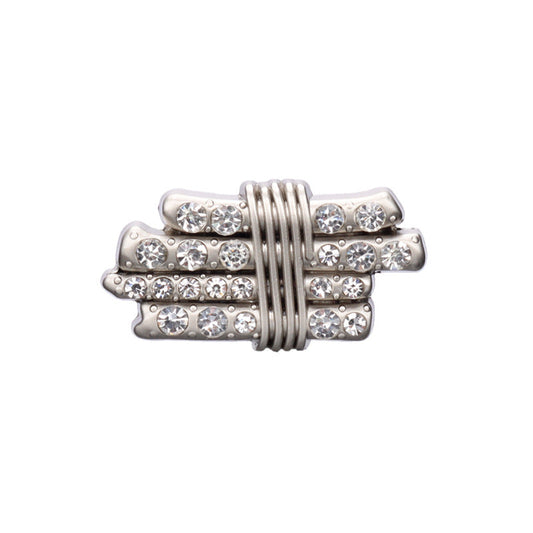 20/24/30mm Long Strip Shaped Bundled Metal Rhinestone Buttons 12pcs Silver