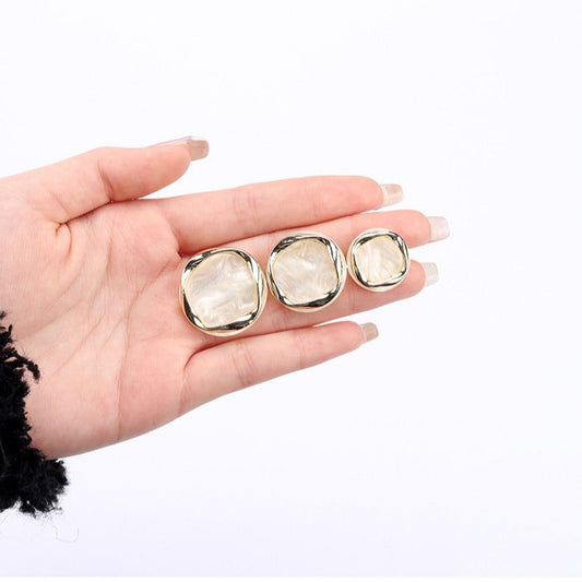 Beige Black Red Brown Resin Metal Shank Buttons for Women's Clothing 10pcs