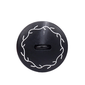 18–25mm round two-tone shank button, dark base with white trim