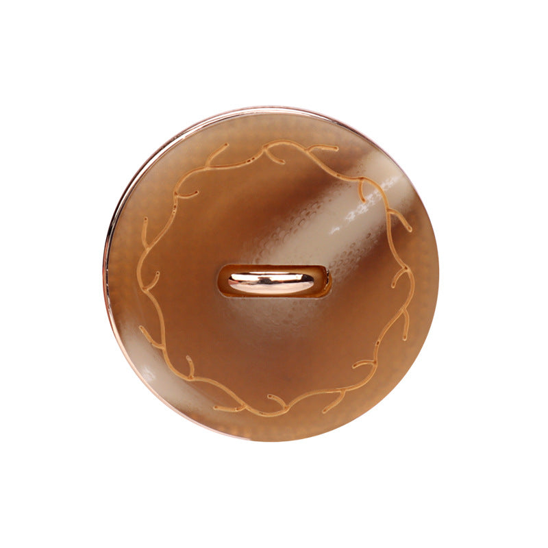 18–25mm round two-tone shank button, khaki/gold tone with metal shank