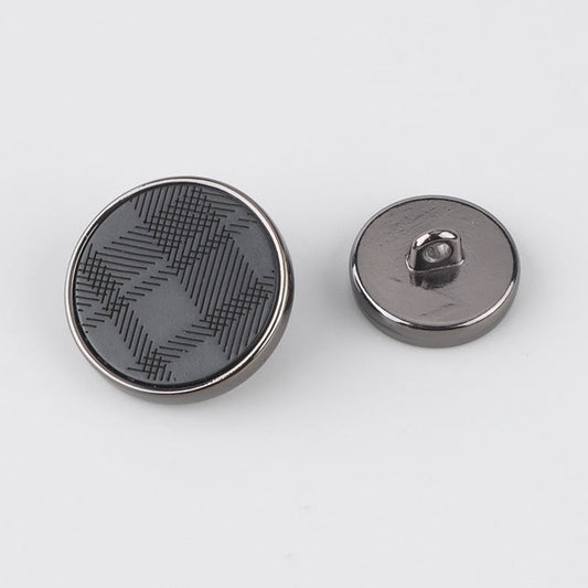 Round Laser Engraved Resin Metal Shank Buttons for Woolen Outerwear 12pcs Black