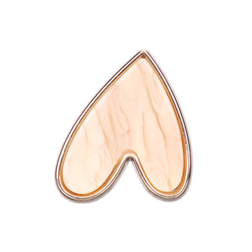Heart-shaped metal shank button, beige front with rose-gold rim detail