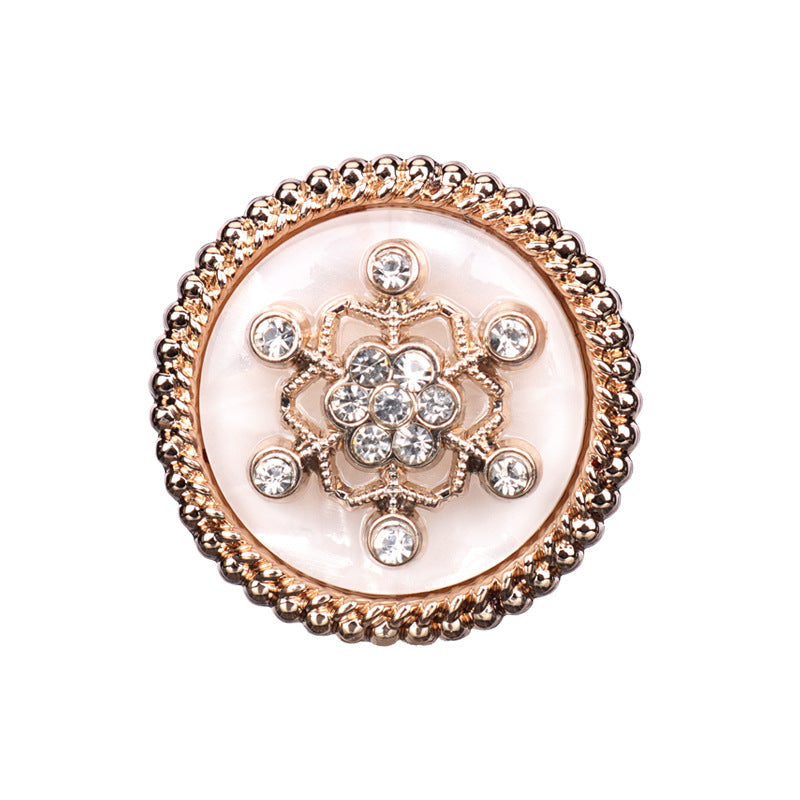 Goldfarbener Zierknopf mit rundem Strass-Ornament, 18/20/23/25mm, 10er