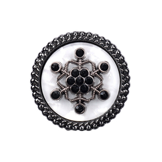 18/20/23/25mm Golden Black Metal Rhinestone Round Shank Buttons 10pcs Black