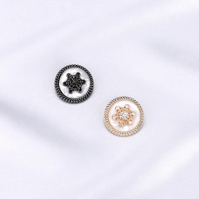 Zierknöpfe im Mix: goldfarben und schwarzfarben, rundes Strass-Ornament, 18/20/23/25mm